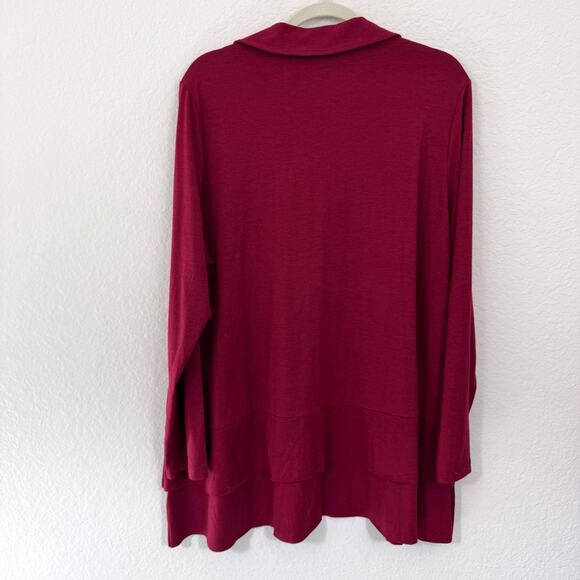 Soft Surroundings Womens Button Front Shirt Top Size 1X Flowy Minimal Tiered Red - Picture 3 of 6